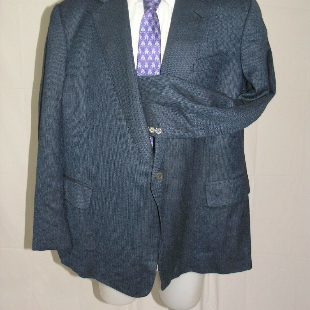 Dege & Skinner Savile Row Bespoke Blue Herringbon… - image 3